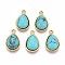 Synthetic Turquoise Teardrop Pendants, 201 Stainless Steel Drop Charms, Real 18K Gold Plated, Ion Plating(IP), 19.5x12x6~6.5mm, Hole: 1.6mm