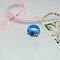 1Pc Acrylic Finger Rings, with Rhinestone, Cornflower Blue, Inner Diameter: 17mm