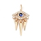 Brass Micro Pave Cubic Zirconia Pendants, Eye, Real 18K Gold Plated, 21x11.5x4mm, Hole: 3mm