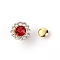 Alloy Rhinestones Rivets, with Iron Finding, for Clothes Bag Shoes Leather Craft, Sunflower, Platinum, Red, 11x8mm, Pin: 2.5mm