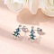 925 Sterling Silver Stud Earrings, Christmas Tree, with Cubic Zirconia, Platinum, 12.5x8mm