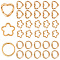 180Pcs 3 Styles CCB Plastic Bead Frame, Golden, 13~16x14~16x3~3.5mm, Hole: 1.4~1.6mm, 60pcs/style