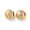 Ion Plating(IP) 304 Stainless Steel Rhinestone European Beads, Round Large Hole Beads, Real 18K Gold Plated, Round with Letter, Letter A, 11x10mm, Hole: 4mm