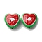 Opaque Acrylic Beads, Heart with Fruit, Watermelon, 17x18x8.5mm, Hole: 1.6mm