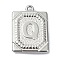 Anti-Tarnish 304 Stainless Steel Pendants, Rectangle with Letter Charm, Letter Q, 24.5x18x3mm, Hole: 1.8mm