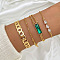 4Pcs 4 Styles Alloy Chain Bracelet & Bangle Set for Women, with Rhinestone & Glass, Mixed Color, 7-7/8 inch(20cm)