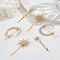 6Pcs 3 Style Iron Rhinestone Hair Bobby Pins, Star/Moon, Light Gold, 56~70x15.5~37.5mm, 2pcs/style