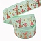 10 Yards Polyester Grosgrain Ribbon, for DIY Clothing Accessories Decorations, Flat with Gold Stamping Sea Animals Pattern, Light Green, 25x0.5mm