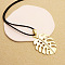 Bohemian Style Zinc Alloy Pendant Black Waxed Cord Necklaces for Women, Golden, Leaf, 31.50 inch(80cm), Pendant: 80x49.5mm