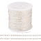 Brass Coated Iron Flat Cable Chains, Soldered, with Spool, Flat Oval, Silver, 2x1.5x0.3mm, about 32.81 Feet(10m)/Roll