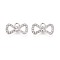 Alloy & Crystal Rhinestone Pendants, Bowknot Charms, Platinum, 11.5x20x4mm, Hole: 2mm
