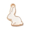 Alloy Enamel Pendants, Light Gold, Rabbit Charm, White, 17x11x1.5mm, Hole: 1.5mm