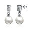 Anti-Tarnish Rhodium Plated 925 Sterling Silver Cubic Zirconia Stud Earrings, with Round Shell Pearl, Platinum, 17mm, Pin: 0.8mm