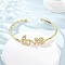 Brass Micro Pave Clear Cubic Zirconia Bangles, Torque Bangles for Women, Word Love, Long-Lasting Plated, Rack Plating, Lead Free & Cadmium Free, Real 18K Gold Plated, Inner Diameter: 1-3/4x2-1/8 inch(5.4x4.4cm)