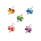 5Pcs 5 Colors Acrylic Beaded Flower Connector Charms, with 304 Stainless Steel & Brass Findings, Golden, Mixed Color, 26.5x17x16mm, Hole: 2mm and 4mm, 1pc/color