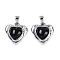 Brass Charms, with Glass, Heart, Platinum, 14x14x5mm,Hole:4mm