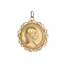 304 Stainless Steel Pendants, Flat Round with Virgin Mary Charms, Ion Plating(IP), with Jump Ring, Real 14K Gold Plated, 25x22mm