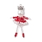 Electroplate Glass Big Pendants, Christmas Figurine with Crown, with Alloy & 304 Stainless Steel Loop, Faceted, Red, 55.5x29.5x18mm, Hole: 2mm