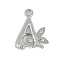 Brass Crystal Rhinestone Letter Links Connector Charms, Real Platinum Plated, Letter A, 15x11.5x4mm, Hole: 1.2mm and 1.5mm