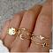 6Pcs Alloy with Crystal Rhinestone Finger Rings, Butterfly/Moon/Star, Golden, Inner Diameter: 16~19mm