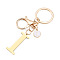 Stainless Steel Keychains, Golden, with Lobster Claw Clasps, Letter I, 97mm