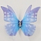 Gradient Color 2-Layer Fibre Tulle Ornament Accessories, 3D Craft Organza Butterfly, with Crystal Rhinestone, Medium Slate Blue, 48~51x35~37x3mm