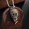 Snake Skull Alloy Gothic Pendant Box Chain Necklaces, Platinum & Golden, 23.62 inch(60cm)