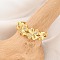 Rack Plating Brass Micro Pave Clear Cubic Zirconia Cuff Rings for Women, Long-Lasting Plated, Cadmium Free & Lead Free, Clover, Real 18K Gold Plated, 8mm, Inner Diameter: Adjustable