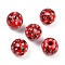 Painted Wood European Beads, Large Hole Beads, Round, Red, Polka Dot, 15.5mm, Hole: 4~4.5mm