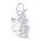 925 Sterling Silver 3D Chinese Zodiac Charms, with Jump Rings, Silver Color Plated, Mouse, 8~14x5~11x3~6.5mm, Hole: 3.5mm