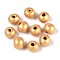 Spray Painted Round Natural Schima Wood Beads, Gold, 8~8.5x6.8mm, Hole: 1.8~2mm