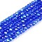 Electroplate Glass Beads Strands, Half Rainbow Plated, Faceted, Rondelle, Medium Blue, 2.3~2.7x2mm, Hole: 0.4mm, about 135~140pcs/strand, 26~27cm