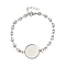 304 Stainless Steel Link Chain Bracelet Making, with Flat Round Tray and Lobster Claw Clasps, Stainless Steel Color, Non-Tarnish, Coffe Bean, 7-1/4 inch(18.5cm), Tray: 18mm