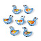Handmade Porcelain Beads, Bird, Famille Rose Porcelain, Light Sky Blue, 15.5~16x17.5~18.5x8.5~9mm, Hole: 1.5~2mm