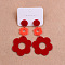 304 Stainless Steel Dangle Stud Earrings, Flower, with Acrylic, Platinum, Dark Red, 80x40mm