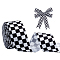 1 Roll Polyester Ribbons, Flat with Tartan Pattern, Black, 1-1/2 inch(38mm), 12 yards/roll