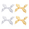 4Pcs 2 Colors Alloy Display Holder, for Crystal Ball, Leaf, Platinum & Golden, 6.4x6.2x3.55cm, 2pcs/color