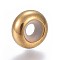 304 Stainless Steel Beads, with Rubber Inside, Slider Beads, Rondelle, Golden, 10x4.5mm, Hole: 5mm, Rubber Hole: 3mm