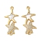 Brass Micro Pave Clear Cubic Zirconia Double Starfish Connector Charms, with Natural Shell, Rack Plating, Lasting Plated, Cadmium Free & Lead Free, Real 18K Gold Plated, 28.5x13.5x3mm, Hole: 1.5mm