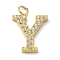 Ion Plating(IP) 304 Stainless Steel Micro Pave Cubic Zirconia Pendants, Golden, Letter A~Z Charms, Letter Y, 12.5x9x2mm, Hole: 2mm