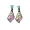 Ion Plating(IP) 304 Stainless Steel Pendants, Spiral Shell, Rainbow Color, 18.5x9.5x3.5mm, Hole: 4.5x5.5mm