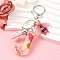Resin & Acrylic & Faux Suede Tassel Keychain, with Alloy Clasp and Iron Rings, Letter J, 10cm