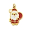Christmas Theme Ion Plating(IP) 304 Stainless Steel Pendants, with Enamel and Jump Ring, Golden, Santa Claus, 17x12x1mm, Hole: 2.5mm