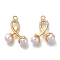 Brass Micro Pave Cubic Zirconia Pendants, with ABS Imitation Pearl, Cherry, Real 18K Gold Plated, 20x16x6.5mm, Hole: 2mm