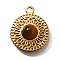 Natural Tiger Eye Pendants, Flat Round Charms, with 304 Stainless Steel Settings, Golden, 18.5x15.5x4~4.5mm, Hole: 1.9mm