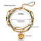 304 Stainless Steel & Natural Flower Amazonite Beaded Double Layer Bracelets, Charm Bracelets, Golden, Flat Round, 6-1/4 inch(16cm)