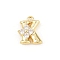 Brass Micro Pave Clear Cubic Zirconia Charms, Long-Lasting Plated, Rack Plating, Cadmium Free & Lead Free, Real 18K Gold Plated, Letter K Charms, 10.5x8.5x3.5mm, hole: 1.2mm