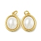 Rack Plating Brass Pendants, with ABS Plastic Imitation Pearl, Lead Free & Cadmium Free, Real 18K Gold Plated, with Jump Ring, Half Round, 17.5x13x5.5mm, Hole: 3mm