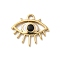 Ion Plating(IP) 304 Stainless Steel Enamel Charms, Real 14K Gold Plated, Eye Charm, Black, 13x14x2mm, Hole: 1.6mm
