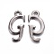 Gunmetal Plated Alloy Letter Pendants, Rack Plating, Letter.G, 17x8x2mm, Hole: 1.5mm